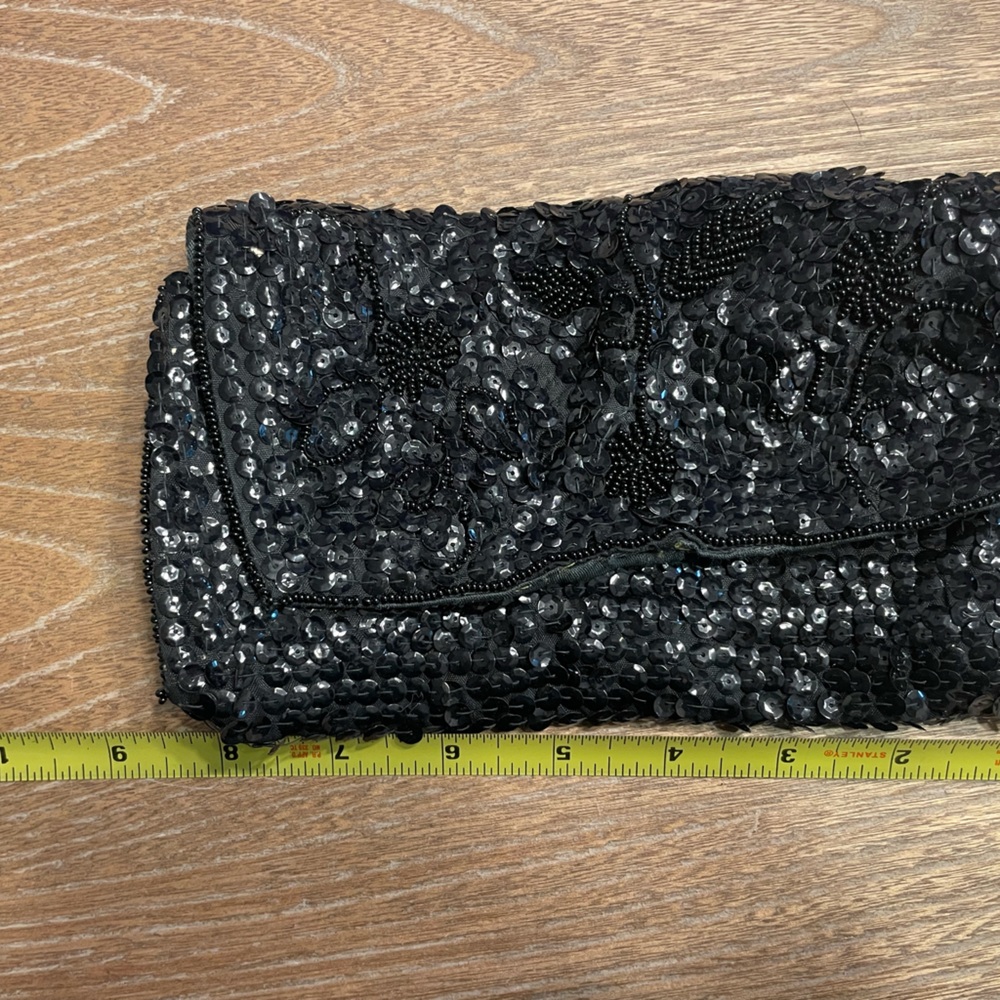 Elegant Vintage Black Beaded Clutch